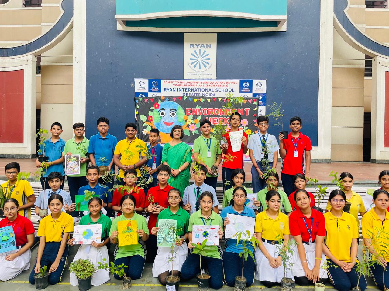 Greater Noida: रयान इंटरनेशनल स्कूल, ग्रेटर नोएडा: पर्यावरण सप्ताह में रचनात्मकता और जागरूकता की बयार