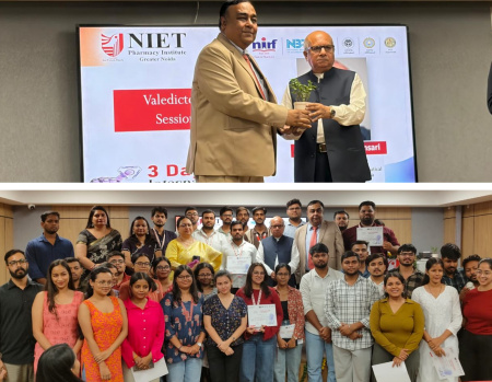 Greater Noida News: NIET फार्मेसी इंस्टीट्यूट में AI पर अंतरराष्ट्रीय सम्मेलन का दूसरा दिन, डेटा एनालिसिस, वर्चुअल स्क्रीनिंग और डिजाइन थिंकिंग पर विशेषज्ञों ने साझा किए विचार