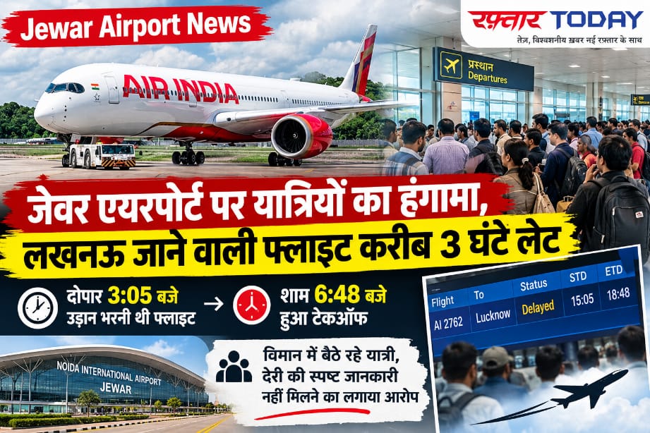 Jewar Airport News: लखनऊ जाने वाली फ्लाइट 3 घंटे 43 मिनट लेट, जेवर एयरपोर्ट पर यात्रियों का हंगामा; विमान में बैठे रहे पैसेंजर