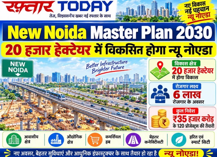 New Noida Master Plan 2030: 20 हजार हेक्टेयर में विकसित होगा न्यू नोएडा, 6 लाख रोजगार का लक्ष्य; ₹35 हजार करोड़ के 120 प्रोजेक्ट्स की तैयारी