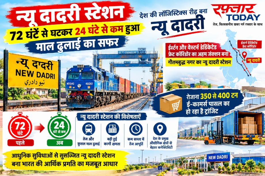 New Dadri Station: 72 घंटे से घटकर 24 घंटे से कम हुआ माल ढुलाई का सफर, ईस्टर्न-वेस्टर्न डेडिकेटेड फ्रेट कॉरिडोर का बड़ा जंक्शन बना न्यू दादरी; कोलकाता से मुंबई तक तेज हुई कार्गो कनेक्टिविटी