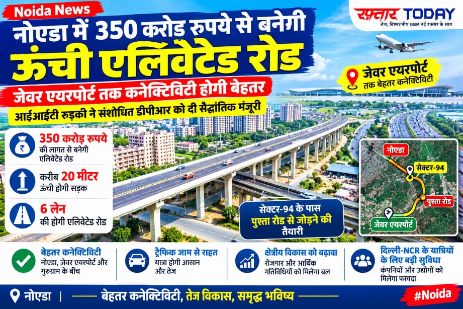 Noida News: नोएडा में 350 करोड़ रुपये से बनेगी करीब 20 मीटर ऊंची एलिवेटेड रोड, जेवर एयरपोर्ट तक सफर होगा आसान; आईआईटी रुड़की से मिली सैद्धांतिक मंजूरी
