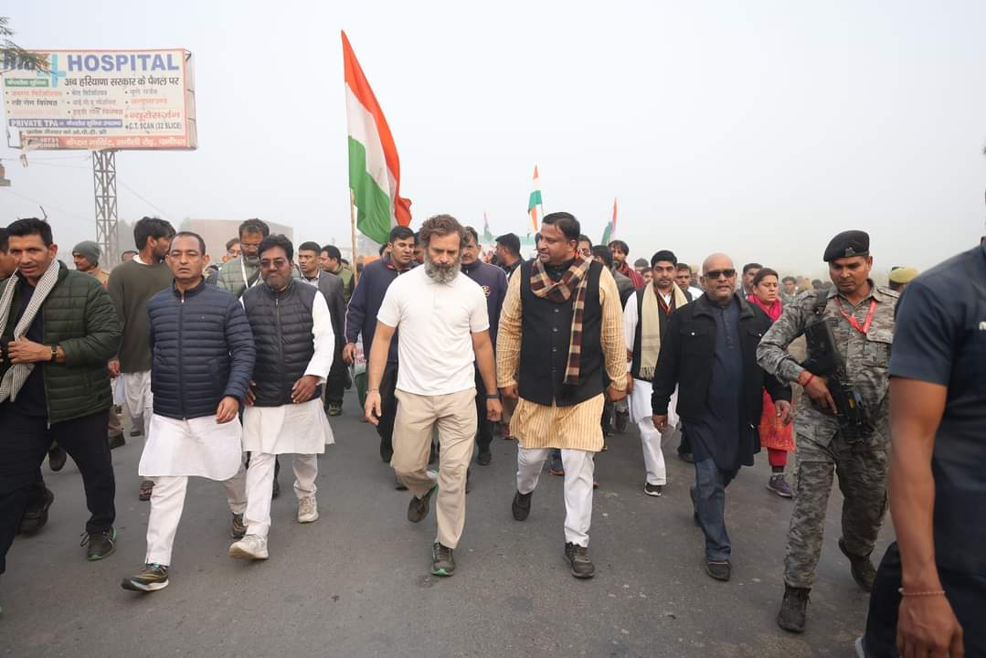 राहुल गांधी के साथ भारत जोड़ो यात्रा में चला नोएडा के गांव हरौला निवासी