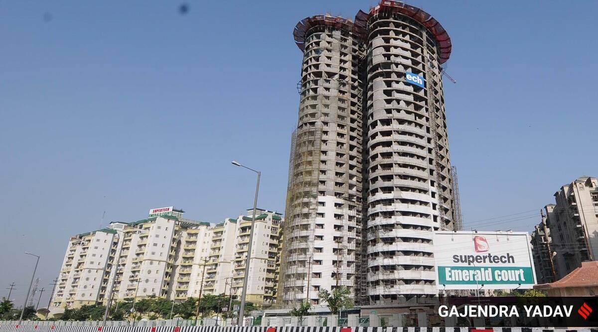 ट्विन टावर: ब्लास्ट का कंपन कम करने के लिए बेसमेंट में भरा जाएगा मलबा