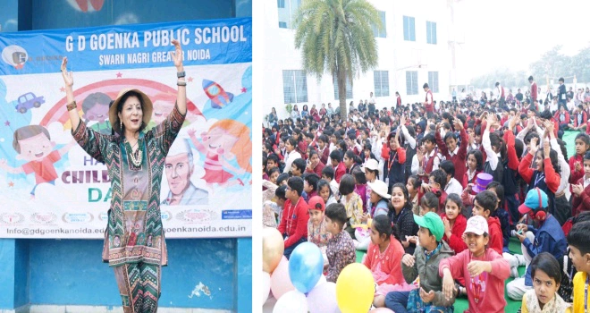 GD Goenka School News : जी.डी. गोयनका पब्लिक स्कूल में बाल दिवस पर रंगारंग कार्यक्रम, बच्चों ने उठाया भरपूर आनंद, अध्यापक-अध्यापिकाओं और छात्रों ने इस विशेष दिन को उल्लास और जोश के साथ मनाया