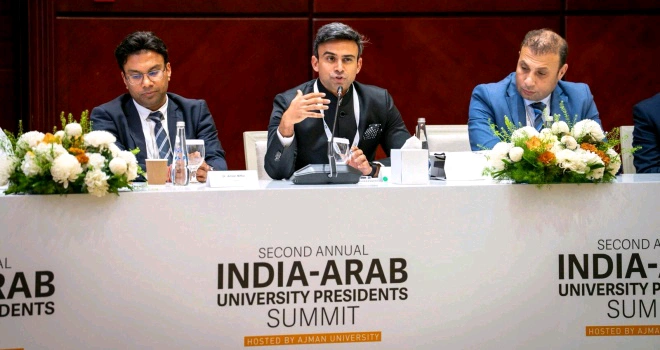 Galgotia University News : नॉलेज विदाउट बॉर्डर्स, गलगोटियास विश्वविद्यालय ने भारत–अरब उच्च शिक्षा सहयोग को दी नई दिशा, विजन से एक्शन तक’ — रणनीति से क्रियान्वयन की ओर, डॉ. ध्रुव गलगोटिया का सशक्त प्रतिनिधित्व