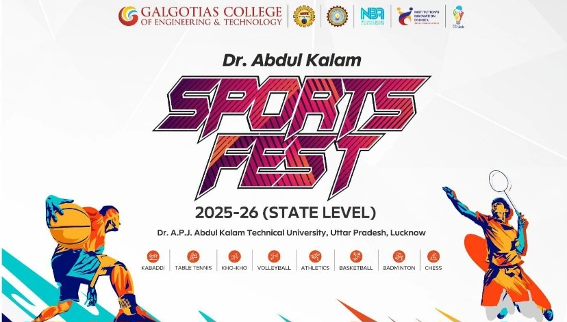 Galgotia University News : “राज्यस्तरीय डॉ. ए.पी.जे. अब्दुल कलाम स्पोर्ट्स फेस्ट 2025-26” की मेजबानी करेगा गलगोटियाज कॉलेज — 8 जोनों से आएंगे 1000 से अधिक खिलाड़ी, ग्रेटर नोएडा में सजेगा खेलों का महामेला!, “युवाओं में उत्कृष्टता को बढ़ावा” — सीईओ डॉ. ध्रुव गलगोटिया