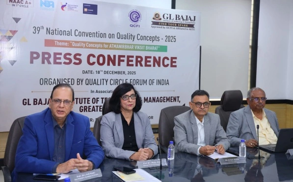 GL Bajaj College News : ग्रेटर नोएडा में NCQC-2025 का महाकुंभ, एनसीक्यूसी-2025 में 12,000+ प्रतिनिधि होंगे शामिल, थीम“आत्मनिर्भर विकसित भारत”, “12 हजार से ज्यादा क्वालिटी योद्धा, एक साझा संकल्प और आत्मनिर्भर भारत का विज़न”, जीएल बजाज में जुटेगा देश का सबसे बड़ा गुणवत्ता मंच