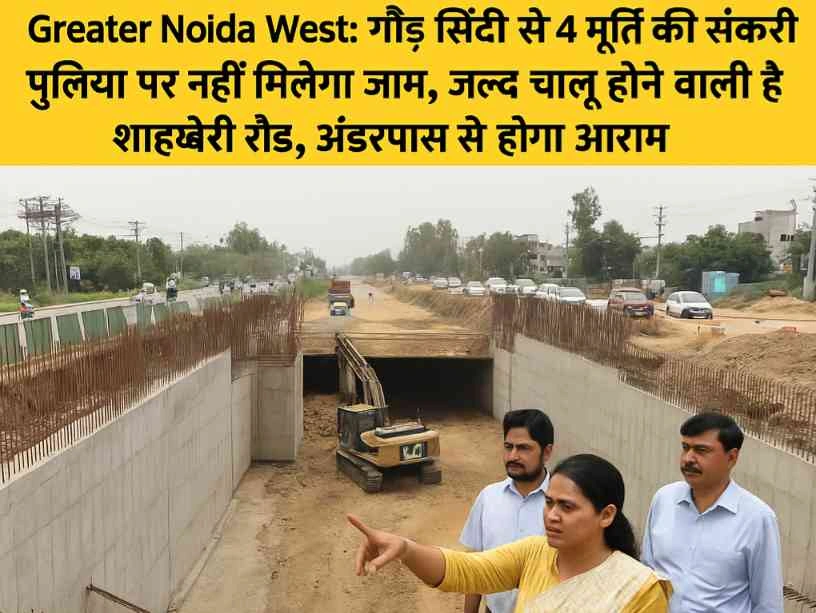 Greater Noida West News : ग्रेटर नोएडा वेस्ट में ट्रैफिक की झंझट होगी खत्म!, चार मूर्ति अंडरपास का काम तेज, शाहबेरी रोड भी दो हफ्ते में होगी चालू, गौड़ सिटी से चार मूर्ति की संकरी पुलिया को चौड़ा करने की मंजूरी, नोएडा-गाजियाबाद के लाखों यात्रियों को राहत