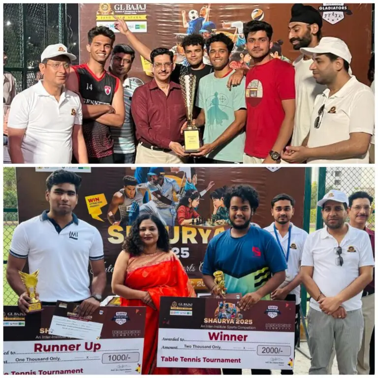 GL Bajaj College News : जीएल बजाज में ‘शौर्य 2025’ का धुआंधार आगाज, खेलों के महाकुंभ में जुटे 700 से अधिक खिलाड़ी, रोमांच चरम पर