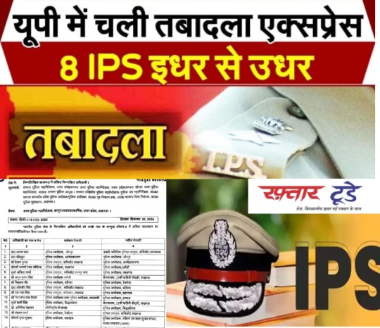 UP IPS Officer News : UP में तबादला एक्सप्रेस जौनपुर, देवरिया और बहराइच के कप्तानों समेत 15 आईपीएस अधिकारियों के कार्यक्षेत्र बदले, जनता की सुरक्षा के लिए प्रतिबद्धता, IPS अजयपाल शर्मा बने प्रभारी अतिरिक्त पुलिस आयुक्त कमिश्लरेट प्रयागराज, देवरिया एसपी संकल्प शर्मा बने पुलिस उपायुक्त लखनऊ