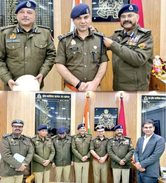 Prayagraj IPS Promotion News : प्रयागराज में डीआईजी प्रोन्नति के उपलक्ष्य में आईपीएस अजय पाल शर्मा का सम्मान, पिपिंग सेरेमनी का भव्य आयोजन, DGP प्रशांत कुमार, पुलिस कमिश्नर प्रेम कुमार गौतम, अजय पाल शर्मा के छोटे भाई IAS अमित पाल शर्मा भी रहे मौजूद
