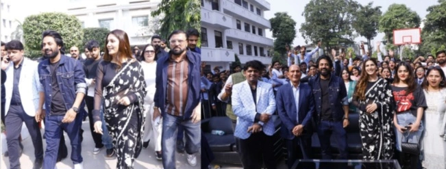 HIMT College News ; एचआईएमटी ग्रुप ऑफ इंस्टीट्यूशन्स में झूमी सुरों की बहार, सपना चौधरी और प्रदीप नागर ने स्टेज पर मचाया धमाल, नया गाना “लव यू मेरी सासू की” हुआ सुपरहिट तरीके से प्रमोट