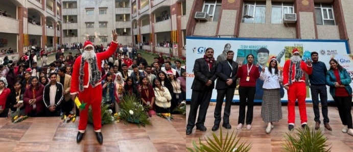 GIMS College News : सांता की मुस्कान, कैरोल्स की गूंज और खुशियों की रोशनी, GNIOT इंस्टीट्यूट ऑफ मैनेजमेंट स्टडीज में क्रिसमस की पूर्व संध्या पर खुशियों की धूम, छात्रों और शिक्षकों ने मिलकर मनाया उत्सव, सांता क्लॉज की एंट्री ने बढ़ाया उत्साह