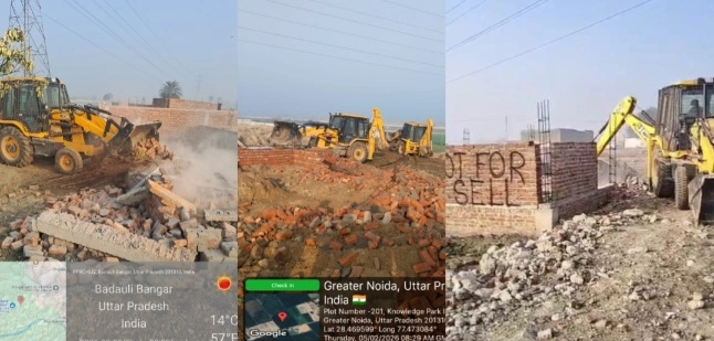 Greater Noida Authority News : हिंडन के डूब क्षेत्र में सपनों की कॉलोनी पर चला बुल्डोज़र, ग्रेटर नोएडा प्राधिकरण की सख्ती से उड़े अवैध कालोनाइजरों के होश!, रोहिल्लापुर में 18 हजार वर्ग मीटर अतिक्रमण ध्वस्त, 15 दिन में 5 बड़ी कार्रवाइयों से मचा हड़कंप, दो घंटे चला बुल्डोज़र, अवैध निर्माण जमींदोज