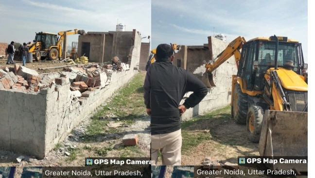 Greater Noida Authority News : डूब क्षेत्र में फिर गरजा बुल्डोज़र!, बिसरख में 30,000 वर्ग मीटर ज़मीन पर अवैध कब्ज़ा ध्वस्त, कालोनाइज़रों में मचा हड़कंप, अवैध बाउंड्री बनाकर कब्जे की कोशिश, सीईओ NG रवि कुमार के सख्त निर्देश—अभियान रहेगा जारी