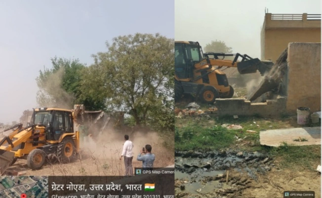 Greater Noida Authority News : “बुल्डोजर एक्शन से मचा हड़कंप!”, भनौता में 20 करोड़ की जमीन पर चला प्राधिकरण का डंडा, अवैध कॉलोनी पर ब्रेक, टीम ने मौके पर पहुंचकर किया ध्वस्तीकरण, सीईओ NG रवि कुमार के निर्देश पर सख्त कार्रवाई, साफ संदेश नियम तोड़ोगे तो बुल्डोजर चलेगा