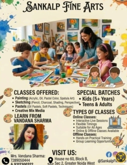 Sankapl Fine Arts News : “रंगों से सपनों तक, SANKALP FINE ARTS में बच्चों से लेकर बड़ों तक के लिए क्रिएटिविटी का नया ठिकाना!”, अनुभवी मार्गदर्शन वंदना शर्मा से सीखें कला की बारीकियां, जहां शौक बन सकता है आपका हुनर