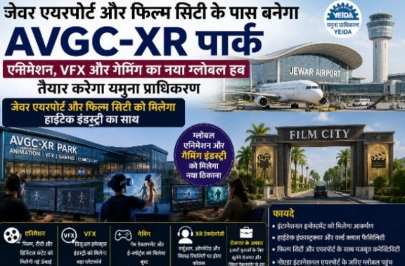 YEIDA Authority News : जेवर एयरपोर्ट और फिल्म सिटी के पास बनेगा AVGC-XR पार्क, एनीमेशन, VFX और गेमिंग का नया ग्लोबल हब तैयार करेगा यमुना प्राधिकरण, जेवर एयरपोर्ट और फिल्म सिटी को मिलेगा हाईटेक इंडस्ट्री का साथ, युवाओं को मिलेगा रोजगार और स्टार्टअप्स को नया मंच