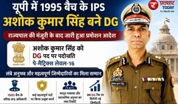 UP IPS Officer News : यूपी में 1995 बैच के IPS अशोक कुमार सिंह बने DG, राज्यपाल की मंजूरी के बाद जारी हुआ प्रमोशन आदेश, पे-मैट्रिक्स लेवल-16 में पदोन्नति, 2019 में IG से ADG पद पर हुए प्रमोट, लंबे पुलिस अनुभव और महत्वपूर्ण जिम्मेदारियों के बाद मिली डीजी रैंक