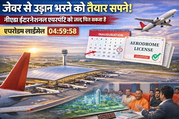 Jewar Airport News : जेवर से उड़ान भरने को तैयार सपने!, नोएडा इंटरनेशनल एयरपोर्ट को जल्द मिल सकता है एयरोड्रम लाइसेंस, उद्घाटन और पहली उड़ानों की उलटी गिनती शुरू, सुरक्षा जांच लगभग पूरी, आपत्तियों का समाधान अंतिम चरण में