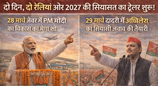 Breaking News : “जेवर बनाम दादरी, विकास vs समीकरण की जंग!”, दो दिन, दो रैलियां और 2027 की सियासत का ट्रेलर शुरू!, 28 मार्च जेवर में PM मोदी का विकास का मेगा शो, 29 मार्च दादरी में अखिलेश का सियासी जवाब की तैयारी, विशेषज्ञों की नजर यह सिर्फ रैली नहीं, संकेत है