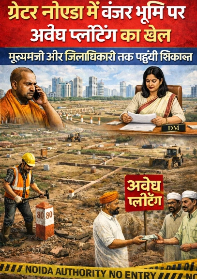 Bhumafia News : सरकारी ज़मीन पर माफ़ियाओं की नजर!, ग्रेटर नोएडा में बंजर भूमि पर अवैध प्लॉटिंग का खेल, मुख्यमंत्री और जिलाधिकारी तक पहुँची शिकायत, शिकायत करने वालों को मिलती हैं धमकियाँ, मुख्यमंत्री और जिलाधिकारी से कार्रवाई की मांग